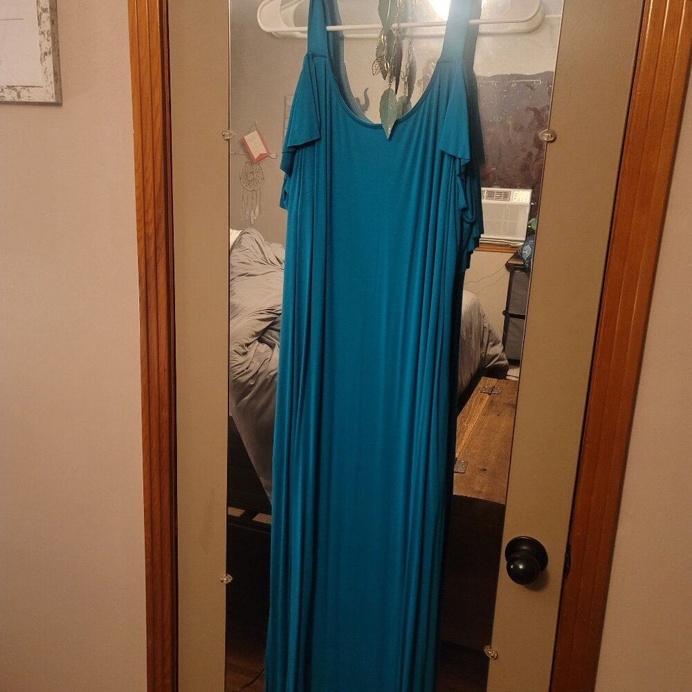 Cato Teal/Turquoise Cold Shoulder Maxi NWOT
